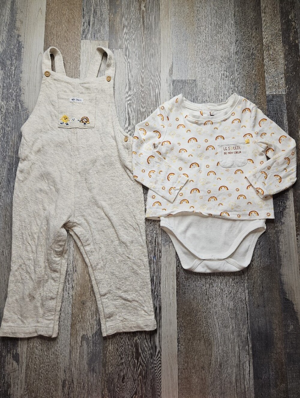 Sergent Major 24 Months Rainbow Cloud Pattern Onesie + Overalls